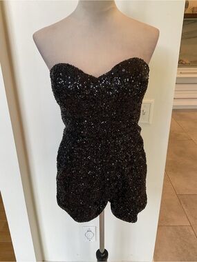 Alyce Paris Black Sparkle Romper